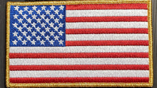 Load image into Gallery viewer, Large American Flag with metallic gold trim